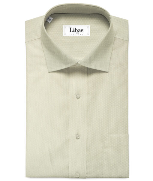 Monti Vora Men's Giza Cotton Structured 2.25 Meter Unstitched Shirting Fabric (Cream)