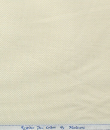 Monti Vora Men's Giza Cotton Structured 2.25 Meter Unstitched Shirting Fabric (Cream)