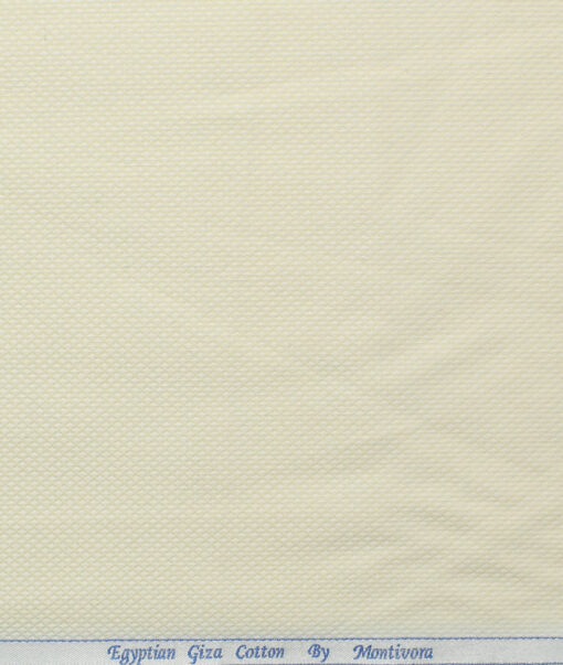 Monti Vora Men's Giza Cotton Structured 2.25 Meter Unstitched Shirting Fabric (Cream)