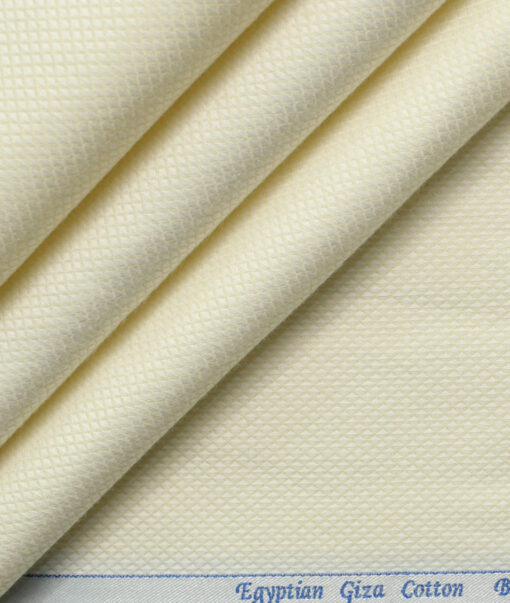 Monti Vora Men's Giza Cotton Structured 2.25 Meter Unstitched Shirting Fabric (Cream)