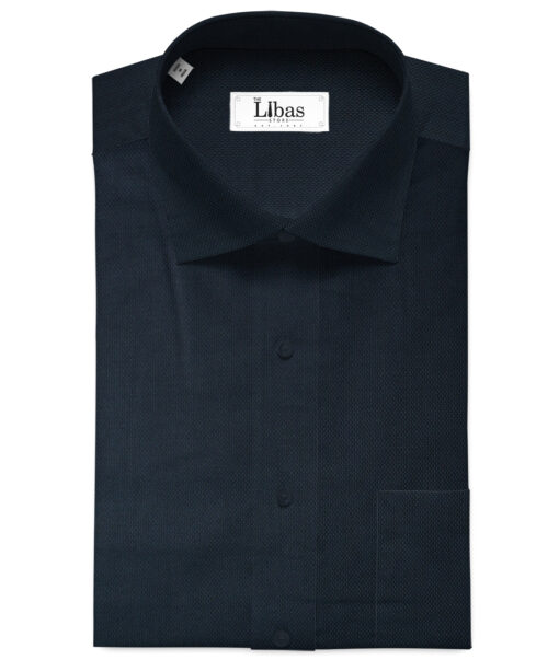 Monti Vora Men's Giza Cotton Structured 2.25 Meter Unstitched Shirting Fabric (Dark Blue)