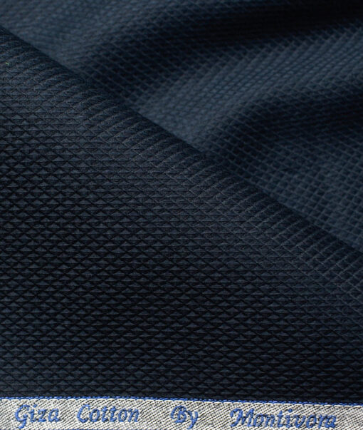 Monti Vora Men's Giza Cotton Structured 2.25 Meter Unstitched Shirting Fabric (Dark Blue)