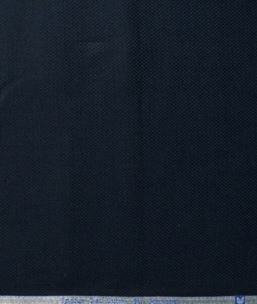 Monti Vora Men's Giza Cotton Structured 2.25 Meter Unstitched Shirting Fabric (Dark Blue)