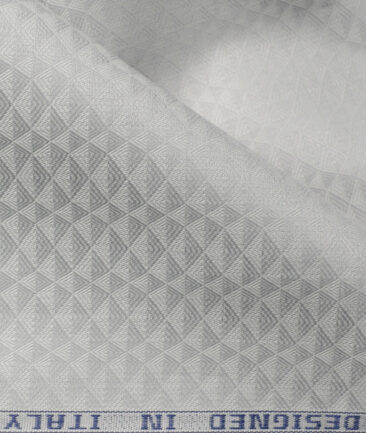 Monti Vora Men's Giza Cotton Structured 2.25 Meter Unstitched Shirting Fabric (Light Grey)