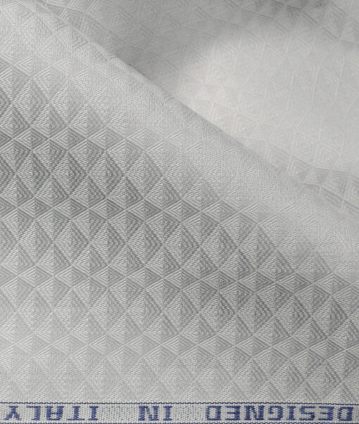Monti Vora Men's Giza Cotton Structured 2.25 Meter Unstitched Shirting Fabric (Light Grey)
