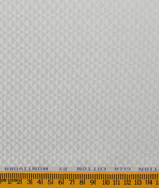 Monti Vora Men's Giza Cotton Structured 2.25 Meter Unstitched Shirting Fabric (Light Grey)