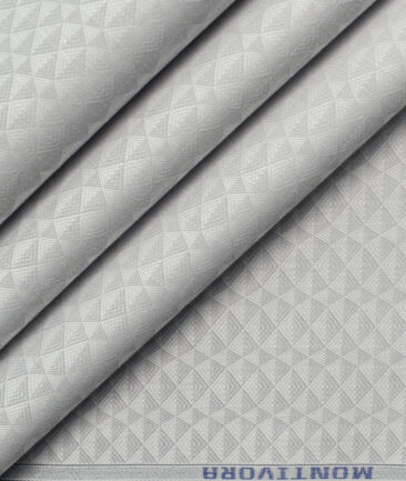 Monti Vora Men's Giza Cotton Structured 2.25 Meter Unstitched Shirting Fabric (Light Grey)
