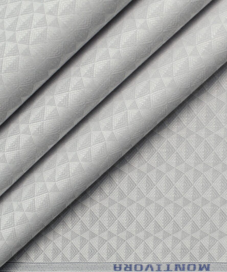 Monti Vora Men's Giza Cotton Structured 2.25 Meter Unstitched Shirting Fabric (Light Grey)