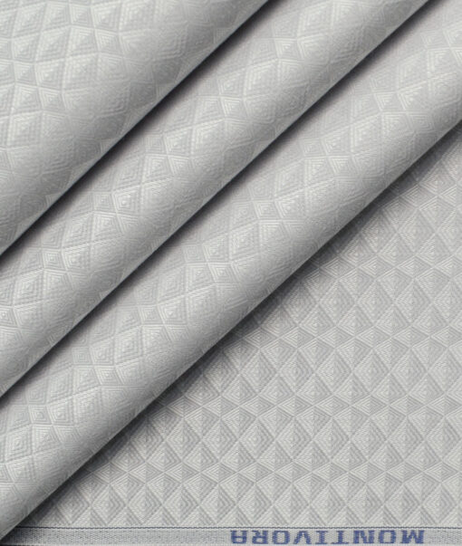 Monti Vora Men's Giza Cotton Structured 2.25 Meter Unstitched Shirting Fabric (Light Grey)
