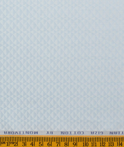 Monti Vora Men's Giza Cotton Structured 2.25 Meter Unstitched Shirting Fabric (Sky Blue)