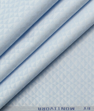 Monti Vora Men's Giza Cotton Structured 2.25 Meter Unstitched Shirting Fabric (Sky Blue)