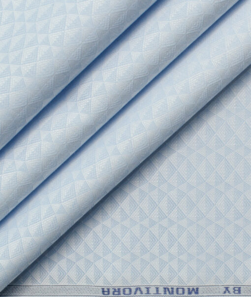 Monti Vora Men's Giza Cotton Structured 2.25 Meter Unstitched Shirting Fabric (Sky Blue)