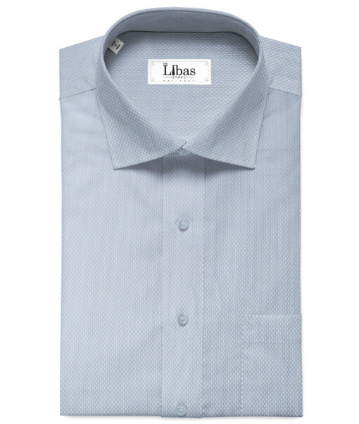 Monti Vora Men's Giza Cotton Structured 2.25 Meter Unstitched Shirting Fabric (Light Blue)