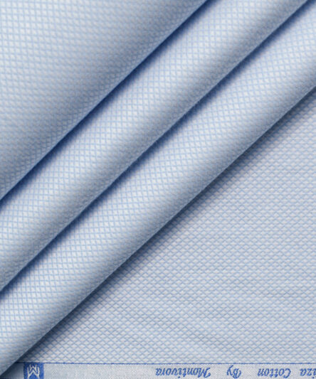 Monti Vora Men's Giza Cotton Structured 2.25 Meter Unstitched Shirting Fabric (Light Blue)