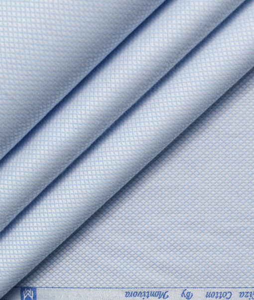 Monti Vora Men's Giza Cotton Structured 2.25 Meter Unstitched Shirting Fabric (Light Blue)