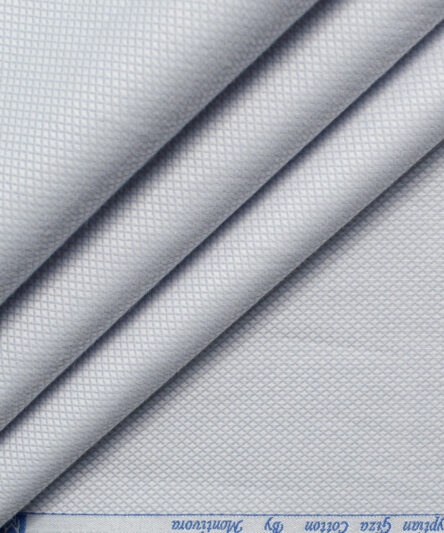 Monti Vora Men's Giza Cotton Structured 2.25 Meter Unstitched Shirting Fabric (Light Grey)