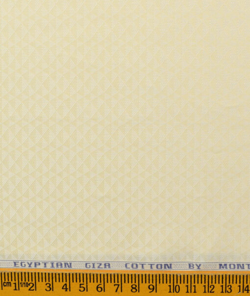 Monti Vora Men's Giza Cotton Structured 2.25 Meter Unstitched Shirting Fabric (Yellow)