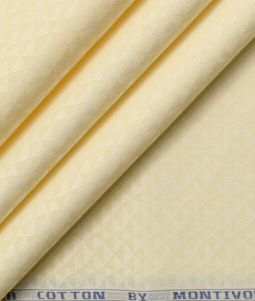 Monti Vora Men's Giza Cotton Structured 2.25 Meter Unstitched Shirting Fabric (Yellow)