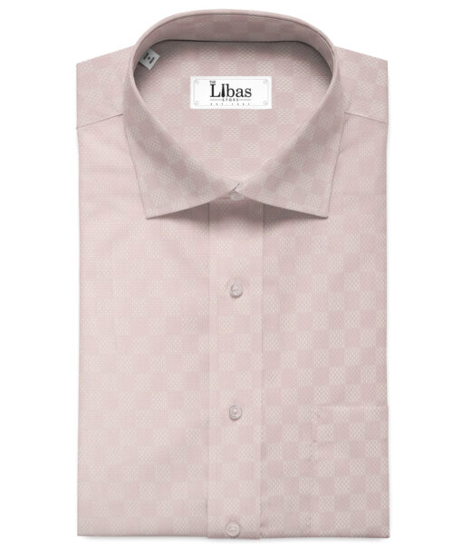 Soktas Men's Giza Cotton Self Design 2.25 Meter Unstitched Shirting Fabric (Pink)