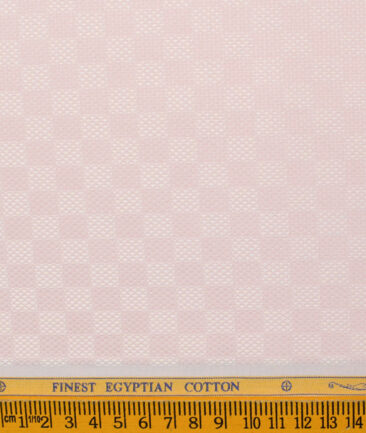 Soktas Men's Giza Cotton Self Design 2.25 Meter Unstitched Shirting Fabric (Pink)