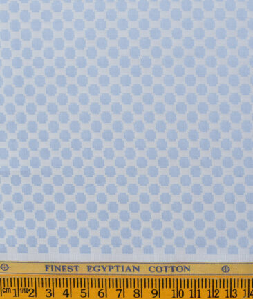 Soktas Men's Giza Cotton Self Design 2.25 Meter Unstitched Shirting Fabric (Light Blue)