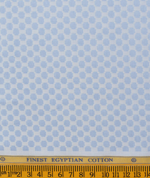 Soktas Men's Giza Cotton Self Design 2.25 Meter Unstitched Shirting Fabric (Light Blue)