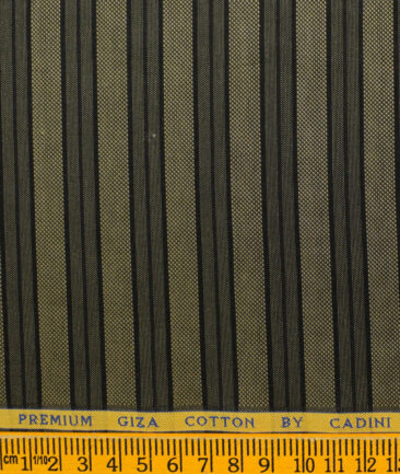 Cadini Men's Giza Cotton Striped Unstitched Shirting Fabric (Blue & Beige)