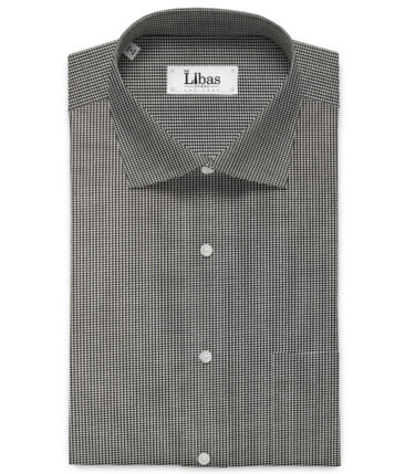 Cadini Men's Giza Cotton Structured Unstitched Shirting Fabric (White & Black)
