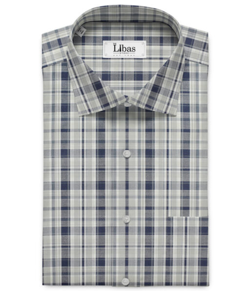 Cadini Men's Pure Cotton Checks Unstitched Shirting Fabric (White)