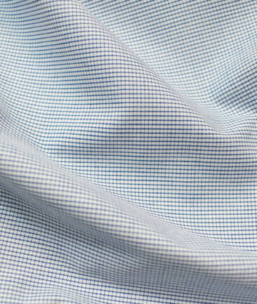 Cadini Men's Pure Cotton Checks Unstitched Shirting Fabric (White)