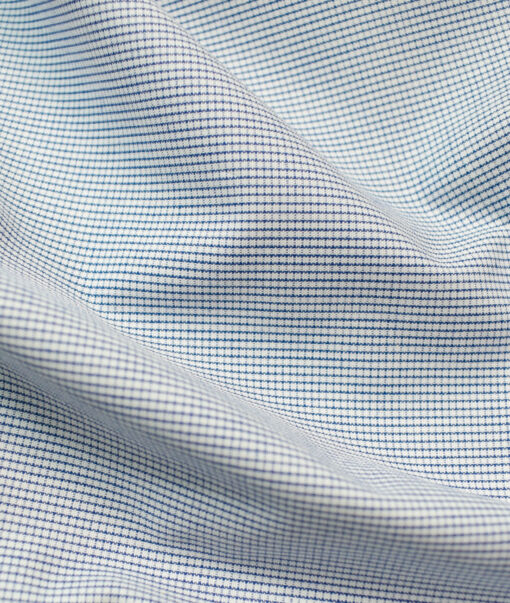 Cadini Men's Pure Cotton Checks Unstitched Shirting Fabric (White)