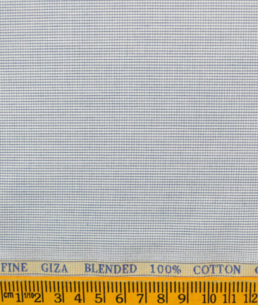 Cadini Men's Pure Cotton Checks Unstitched Shirting Fabric (White)