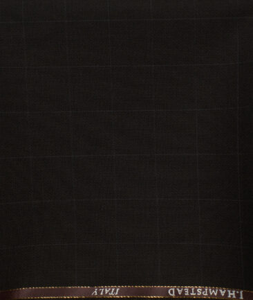 J.Hampstead Men's Wool Structured Super 120's1.30 Meter Unstitched Trouser Fabric (Brown)