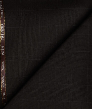 J.Hampstead Men's Wool Structured Super 120's1.30 Meter Unstitched Trouser Fabric (Brown)