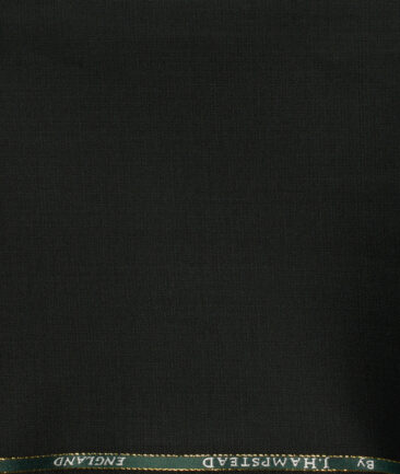 J.Hampstead Men's Wool Structured Super 100's1.30 Meter Unstitched Trouser Fabric (Dark Green)