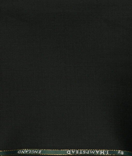 J.Hampstead Men's Wool Structured Super 100's1.30 Meter Unstitched Trouser Fabric (Dark Green)