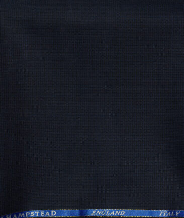 J.Hampstead Men's Wool Structured Super 100's1.30 Meter Unstitched Trouser Fabric (Royal Blue)