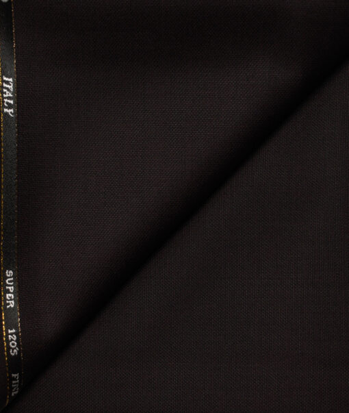 J.Hampstead Men's Wool Structured Super 120's1.30 Meter Unstitched Trouser Fabric (Dark Wine)