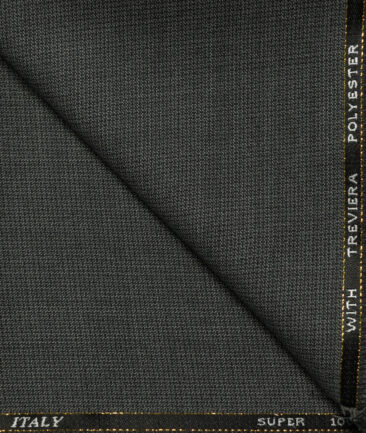 J.Hampstead Men's Wool Structured Super 100's1.30 Meter Unstitched Trouser Fabric (Grey)