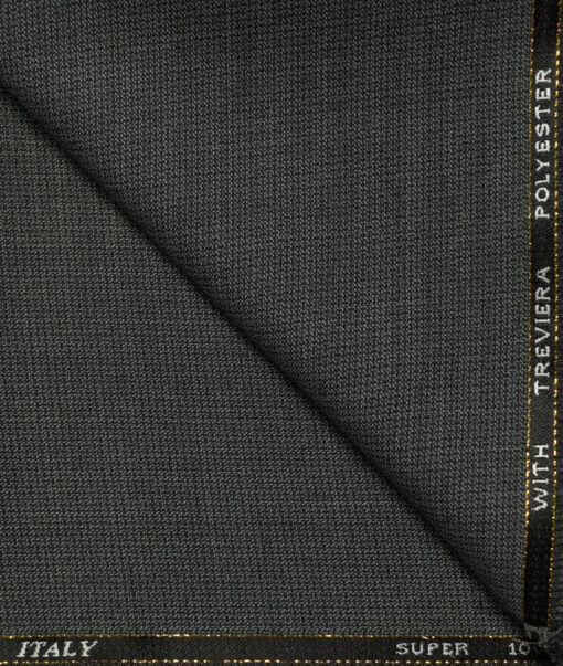 J.Hampstead Men's Wool Structured Super 100's1.30 Meter Unstitched Trouser Fabric (Grey)