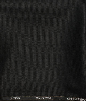 J.Hampstead Men's Wool Structured Super 100's1.30 Meter Unstitched Trouser Fabric (Black)