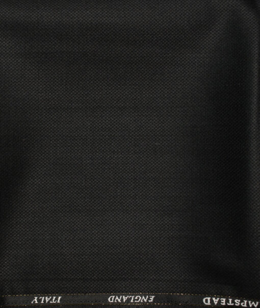 J.Hampstead Men's Wool Structured Super 100's1.30 Meter Unstitched Trouser Fabric (Black)