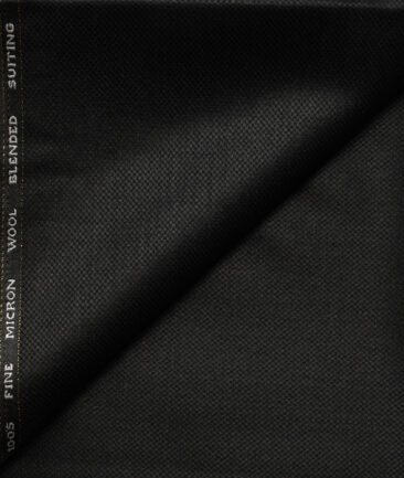J.Hampstead Men's Wool Structured Super 100's1.30 Meter Unstitched Trouser Fabric (Black)