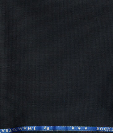 J.Hampstead Men's Wool Structured Super 100's1.30 Meter Unstitched Trouser Fabric (Dark Blue)