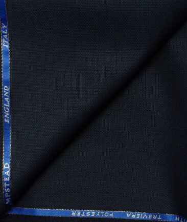 J.Hampstead Men's Wool Structured Super 100's1.30 Meter Unstitched Trouser Fabric (Dark Blue)