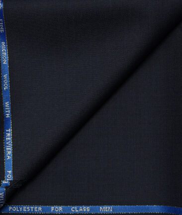 J.Hampstead Men's Wool Structured Super 100's1.30 Meter Unstitched Trouser Fabric (Blue)