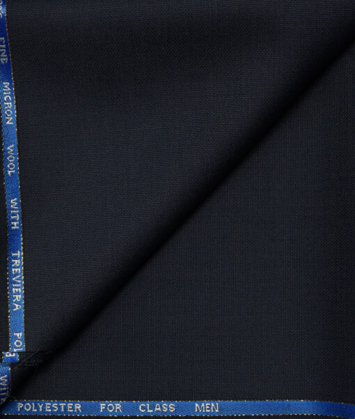 J.Hampstead Men's Wool Structured Super 100's1.30 Meter Unstitched Trouser Fabric (Blue)