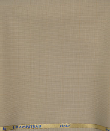 J.Hampstead Men's Wool Checks Super 120's1.30 Meter Unstitched Trouser Fabric (Beige)