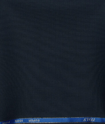 J.Hampstead Men's Wool Structured Super 100's1.30 Meter Unstitched Trouser Fabric (Dark Blue)