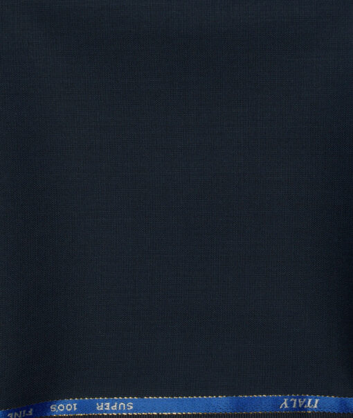 J.Hampstead Men's Wool Structured Super 100's1.30 Meter Unstitched Trouser Fabric (Dark Blue)